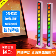 車(chē)載RGB聲控音樂(lè )節奏拾音燈七彩律動(dòng)音箱電腦桌面擺件音響裝飾燈 插電款-白色【兩個(gè)裝】