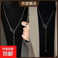 長項(xiàng)鏈女款新款高級感輕奢小眾飾品毛衣鏈秋冬衣服配飾潮雙層 幾何縷空毛衣鏈金色+銀色