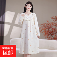 睡裙法蘭絨韓版秋冬公主風(fēng)寬松加厚保暖女加絨連衣裙珊瑚絨家居服 柿子小兔 2XL 90-120斤