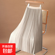 時(shí)尚A字裙褶皺百搭半身裙秋冬女裝高腰垂感遮胯百搭毛呢百褶裙子 1368【秋冬毛呢面料】杏色百褶裙 L (推薦110-125斤)