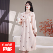 睡裙法蘭絨韓版秋冬公主風(fēng)寬松加厚保暖女加絨連衣裙珊瑚絨家居服 圣誕小熊 4XL 140-160斤
