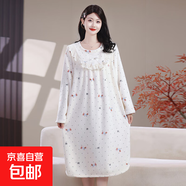 睡裙法蘭絨韓版秋冬公主風(fēng)寬松加厚保暖女加絨連衣裙珊瑚絨家居服 臘腸小狗 4XL 140-160斤