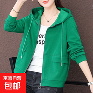 連帽女士衛(wèi)衣女2025年新款時尚減齡寬松外套顯瘦長袖休閑百搭上衣 草綠色（不加絨） 2XL （130-140斤）