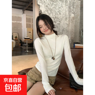 保暖加厚半高領(lǐng)打底衫女內搭秋冬新款德絨t恤長(cháng)袖顯瘦體恤女8003H 白色【德絨加厚】 XL 建議115-125斤