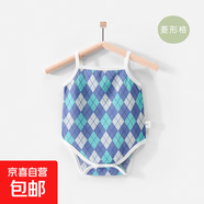 【清倉】寶寶春夏季衣服男寶女寶春夏連體衣上衣褲子斷碼清倉 菱形格（吊帶包屁衣） 59cm 推薦身高54-58cm