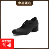 復古羊皮2025新款超軟芭蕾舞鞋豬鼻子女鞋交叉綁帶瑪麗珍單鞋 黑色 37