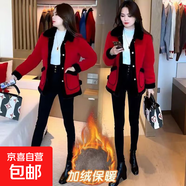 2025冬季新款洋氣質(zhì)小個(gè)子保暖呢子大衣加絨加厚外套女潮流裝 紅色【加絨保暖】 2XL 【建議130-145斤】