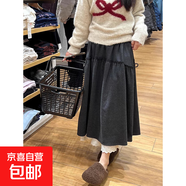 秋冬款半身裙蕾絲拼接設計感大碼胖mm高腰顯瘦a字裙 灰色【優(yōu)質(zhì)款】 S 90-105斤