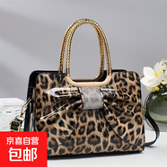 2025新款包包鑲鉆亮皮豹紋手提包百搭斜挎包時(shí)尚蝴蝶結高品質(zhì)包 卡其色