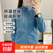 搖粒絨外套女秋冬季沖鋒衣服內膽抓絨保暖女士夾克女士外套秋冬女 牛仔藍 XL