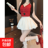 白色半身裙女秋季防走光辣妹顯瘦花苞裙百搭高腰蓬蓬短裙a字裙子 白色 XS