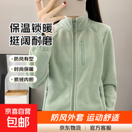 搖粒絨外套女秋冬季沖鋒衣內膽抓絨保暖夾克寬松上衣外套女 抹茶綠 M