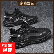 【雙星京東快遞】2025潮流四季通用男鞋新款休閑鞋透氣軟底網(wǎng)面鞋 黑色 42