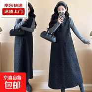 孕婦連衣裙秋冬2025新款套裝孕媽高級感穿搭毛呢波點(diǎn)背帶裙子長(cháng)款 波點(diǎn)背帶裙 2XL