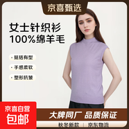 【拉夫勞倫制造商】新款可機洗羊毛衫女士毛衣馬卡龍半高領(lǐng)背心 中灰紫 L