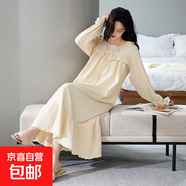 睡裙女春秋季純棉長(cháng)袖2025新款全棉長(cháng)款簡(jiǎn)約感加大碼可外穿 Z82002 XL