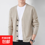 【高彈柔軟】加絨加厚毛衣開(kāi)衫休閑新款外穿修身針織衫休閑風(fēng)外套 8971米色（加絨加厚） L 【建議110-130斤】