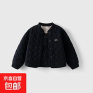 兒童家居服套裝加厚保暖內衣棉服學(xué)生內搭內膽校服神器女童棉襖 黑色外套 110 110/53