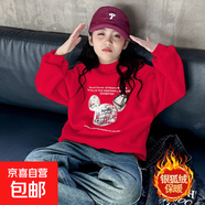 純棉女童裝衛衣秋冬季新款中大童女孩韓版字母印花洋氣圓領(lǐng)上衣服 大紅色【銀狐絨420g】 160 【建議150-160cm】