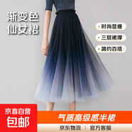春秋新款漸變色網(wǎng)紗裙女2025爆款韓版時(shí)尚顯瘦高腰中長(cháng)款仙女長(cháng)裙 5520漸變色藍灰色 XL 推薦125-140斤