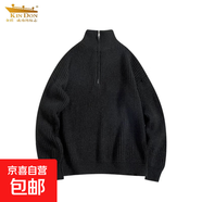 美式復古半拉鏈立領(lǐng)毛衣外套男款秋季感休閑通勤外穿針織衛衣 黑色 2XL (建議145-160斤)