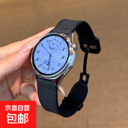 適用三星watch4/5/6/7方扣磁吸Active2瘋馬皮紋硅膠腕帶GearS3/S4 【方扣瘋馬皮磁吸】經(jīng)典黑 三星 Gear S3/S4 46mm