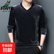 男士金絲絨高端衛衣加絨加厚秋冬季新款V領(lǐng)長(cháng)袖T恤打底衫男款潮 【工廠(chǎng)直銷(xiāo)清倉撿漏】T14常規款灰色 M 建議體重85-90斤可穿