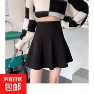 大碼胖mm毛呢半身裙女2025秋冬季新款a字百褶裙裙顯瘦遮胯 黑色 XL