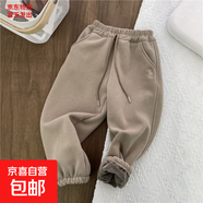 兒童加絨長(cháng)褲2025秋冬男童潮牌加厚衛褲寶寶小童保暖休閑束腳褲潮 咖色 高品質(zhì)重磅 120
