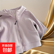 女童外套2025新款秋冬裝中大童女孩連帽上衣休閑雙面絨衛衣拉鏈衫 粉色 高品質(zhì)重磅 160