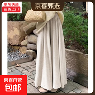 灰色半身裙褲女秋冬季新款高腰顯瘦a字休閑小個(gè)子慵懶寬松糯米褲 米白【加長(cháng)款】 XL 適合【141-160斤】