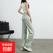 闊腿無(wú)彈寬松高腰清新色直筒牛仔褲顯瘦顯高拖地粉皮牌女式提臀舒 902無(wú)皮牌薄荷綠加長(cháng) XL