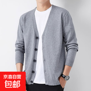 【高彈柔軟】加絨加厚毛衣開(kāi)衫休閑新款外穿修身針織衫休閑風(fēng)外套 8971淺灰色（加絨加厚） L 【建議110-130斤】