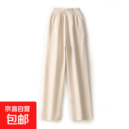 2025秋冬季新款100純羊毛針織女休閑寬松長(cháng)褲氣質(zhì)百搭直筒褲子潮 青絨色 L