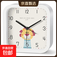 卡通靜音鬧鐘學(xué)生用起床神器床頭桌面兒童女孩男孩專(zhuān)用時(shí)尚小時(shí)鐘 NZ315方形白色 （13厘米）