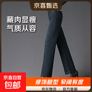 1089絨加厚窄版闊腿牛仔長(cháng)褲冬季新款中年女士牛仔女褲時(shí)尚氣質(zhì)款 藍色九分加絨 加絨 3XL 31/