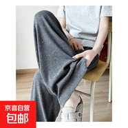 亮片糯米褲子女秋冬2025新款高級感寬松垂感直筒慵懶加絨闊腿衛褲 深灰  常規 XL