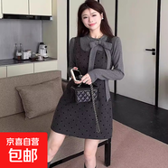 韓系千金風(fēng)連衣裙女生秋冬季新款小個(gè)子甜美減齡簡(jiǎn)約百搭套裝裙潮 波點(diǎn)連衣裙【KK-R2334】 2XL
