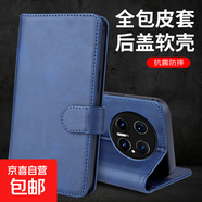 蘋(píng)果17手機殼適用于16/15/14/13/12/10/9手機套防摔翻蓋全包邊高檔商務(wù)款款iPhone保護皮套 藍色-F8款小牛皮折邊車(chē)線(xiàn)搭扣皮套 蘋(píng)果6plus