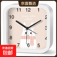 卡通靜音鬧鐘學(xué)生用起床神器床頭桌面兒童女孩男孩專(zhuān)用時(shí)尚小時(shí)鐘 NZ277方形白色 （13厘米）