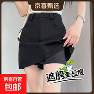 夏季2025最新款半身裙女復古港風(fēng)高腰a字包臀短裙百搭顯瘦薄款裙 黑色 M