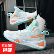 詹姆斯科比籃球鞋男歐文鴛鴦防滑戰靴青少年高幫緩震有聲音運動(dòng)鞋 880白月 44