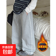 女童褲子秋冬款2025新款兒童運動(dòng)褲女孩薄絨衛褲女大童加絨彎刀褲 灰色加絨 【清倉特價(jià)】 150