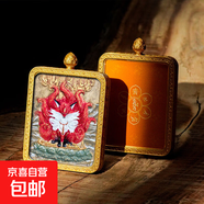 【非遺手繪】狐仙唐卡祈福庇佑名非遺傳承西藏手繪唐卡 黃銅-紅泥狐仙