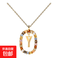 西班牙彩色鋯石字母項鏈女歐美時(shí)尚性感高級鎖骨頸鏈生日節日禮物 金色字母Y 項鏈長(cháng)50cm