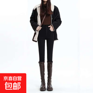 雙排扣設計黑色牛仔褲女秋冬季修身彈力鉛筆褲子女式提臀舒適休閑 1997灰色 27