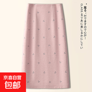 刺繡羊毛呢半身裙女秋冬季2025新款超好看名媛包臀裙中長(cháng)a字冬裙 粉色 厚款 2XL 30/推薦126-135斤