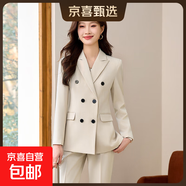 春秋西裝套裝女面試公務(wù)員職業(yè)裝氣質(zhì)高級感正裝黑色西服工作服 單件外套 杏色（S6258） L