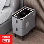 智能床頭柜輕奢無(wú)線(xiàn)充電簡(jiǎn)約現代巖板超窄小尺寸床邊柜小戶(hù)型極窄 淺灰【無(wú)線(xiàn)+三色+USB+藍牙音響】 25*40*46cm