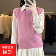 春秋季女式針織衫圓領(lǐng)馬甲套頭背心坎肩圓領(lǐng)提花寬松韓版無(wú)袖馬甲 皮粉 2XL 建議135-150斤